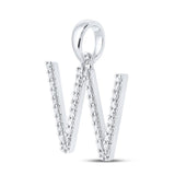 10kt White Gold Womens Round Diamond Initial W Letter Pendant 1/4 Cttw