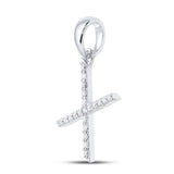10kt White Gold Womens Round Diamond X Initial Letter Pendant 1/6 Cttw