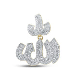 10kt Yellow Gold Mens Baguette Diamond Allah Islam Charm Pendant 1 Cttw