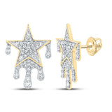 10kt Yellow Gold Mens Round Diamond Dripping Star Earrings 3/4 Cttw