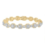 14kt Yellow Gold Mens Baguette Diamond Octagon Link Bracelet 6-1/4 Cttw