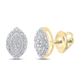 10kt Yellow Gold Womens Round Diamond Oval Cluster Earrings 1/8 Cttw