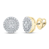 10kt Yellow Gold Womens Round Diamond Cluster Earrings 1/10 Cttw