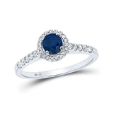 10kt White Gold Womens Round Blue Color Enhanced Diamond Solitaire Ring 3/4 Cttw