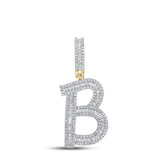 10kt Yellow Gold Mens Baguette Diamond Initial B Letter Charm Pendant 1 Cttw
