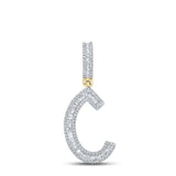 10kt Yellow Gold Mens Baguette Diamond Initial C Letter Charm Pendant 3/4 Cttw