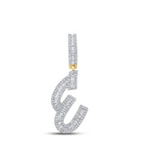 10kt Yellow Gold Mens Baguette Diamond Initial E Letter Charm Pendant 3/4 Cttw