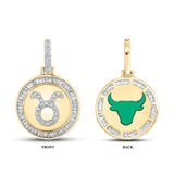 10kt Yellow Gold Mens Baguette Diamond Taurus Bull Zodiac Sign Charm Pendant 1/2 Cttw