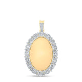 10kt Yellow Gold Mens Baguette Diamond Mirror Oval Charm Pendant 2-1/2 Cttw