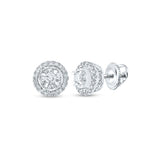 10kt White Gold Womens Round Diamond Halo Earrings 1/4 Cttw