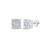 10kt White Gold Womens Round Diamond Cluster Earrings 7/8 Cttw