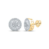 10kt Yellow Gold Womens Round Diamond Cluster Earrings 1 Cttw