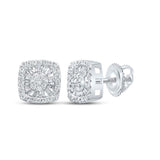 10kt White Gold Womens Baguette Diamond Square Earrings 3/8 Cttw