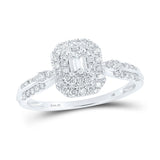 14kt White Gold Womens Emerald Diamond Fashion Ring 1/2 Cttw