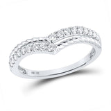 10kt White Gold Womens Round Diamond Stackable Band Ring 1/4 Cttw