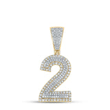 10kt Two-tone Gold Mens Round Diamond Number 2 Charm Pendant 3/4 Cttw