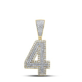 10kt Two-tone Gold Mens Round Diamond Number 4 Charm Pendant 3/4 Cttw
