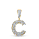 10kt Two-tone Gold Mens Round Diamond Initial C Letter Charm Pendant 3/4 Cttw