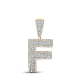 10kt Two-tone Gold Mens Round Diamond Initial F Letter Charm Pendant 3/4 Cttw