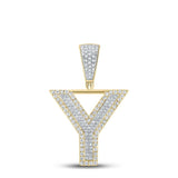 10kt Two-tone Gold Mens Round Diamond Y Letter Charm Pendant 5/8 Cttw