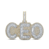 10kt Two-tone Gold Mens Baguette Diamond CEO Charm Pendant 5 Cttw