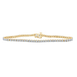 10kt Yellow Gold Mens Round Diamond Single Row 8-inch Single Row Link Bracelet 1/2 Cttw