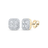 14kt Yellow Gold Womens Round Diamond Square Earrings 2 Cttw