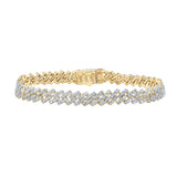 10kt Yellow Gold Mens Round Diamond Link Bracelet 7-5/8 Cttw