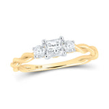 14kt Yellow Gold Princess Diamond 3-stone Bridal Wedding Engagement Ring 1/2 Cttw