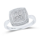 Sterling Silver Womens Round Diamond Square Ring 1/12 Cttw