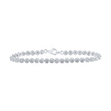 Sterling Silver Womens Round Diamond Fashion Bracelet 1/10 Cttw