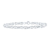 Sterling Silver Womens Round Diamond Infinity Bracelet 1/6 Cttw