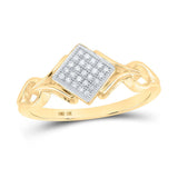 10kt Yellow Gold Womens Round Diamond Offset Square Ring 1/12 Cttw