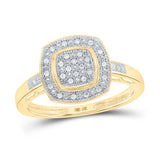 10kt Yellow Gold Womens Round Diamond Square Ring 1/12 Cttw