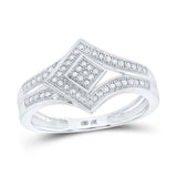 10kt White Gold Womens Round Diamond Offset Square Ring 1/6 Cttw