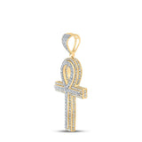 10kt Two-tone Gold Mens Round Diamond Ankh Cross Charm Pendant 2 Cttw