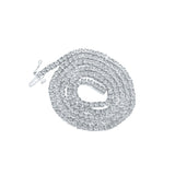 Sterling Silver Mens Round Diamond Single Row 18-inch Link Chain Necklace 1-1/5 Cttw