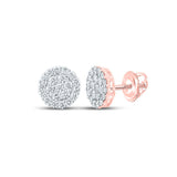 10kt Rose Gold Mens Round Diamond Cluster Earrings 1-7/8 Cttw
