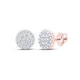 10kt Rose Gold Mens Round Diamond Cluster Earrings 1-1/4 Cttw