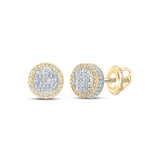 10kt Yellow Gold Mens Baguette Diamond Circle Earrings 5/8 Cttw