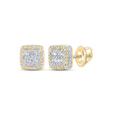 10kt Yellow Gold Mens Baguette Diamond Square Earrings 1/2 Cttw