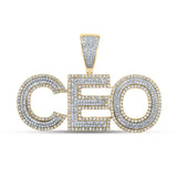 10kt Two-tone Gold Mens Round Diamond CEO Charm Pendant 2-1/5 Cttw