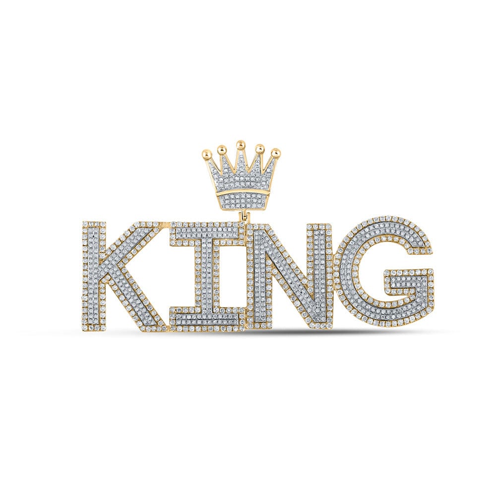 10kt Two-tone Gold Mens Round Diamond King Crown Charm Pendant 3 Cttw