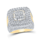 10kt Yellow Gold Mens Baguette Diamond Square Cluster Ring 6-5/8 Cttw