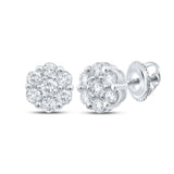 10kt White Gold Womens Round Diamond Flower Cluster Earrings 3/4 Cttw