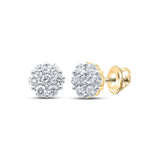 14kt Yellow Gold Womens Round Diamond Flower Cluster Earrings 2-5/8 Cttw