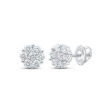 14kt White Gold Womens Round Diamond Flower Cluster Earrings 2-3/4 Cttw