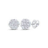 14kt White Gold Womens Round Diamond Flower Cluster Earrings 2-7/8 Cttw