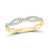10kt Yellow Gold Womens Round Diamond Twist Stackable Band Ring 1/6 Cttw