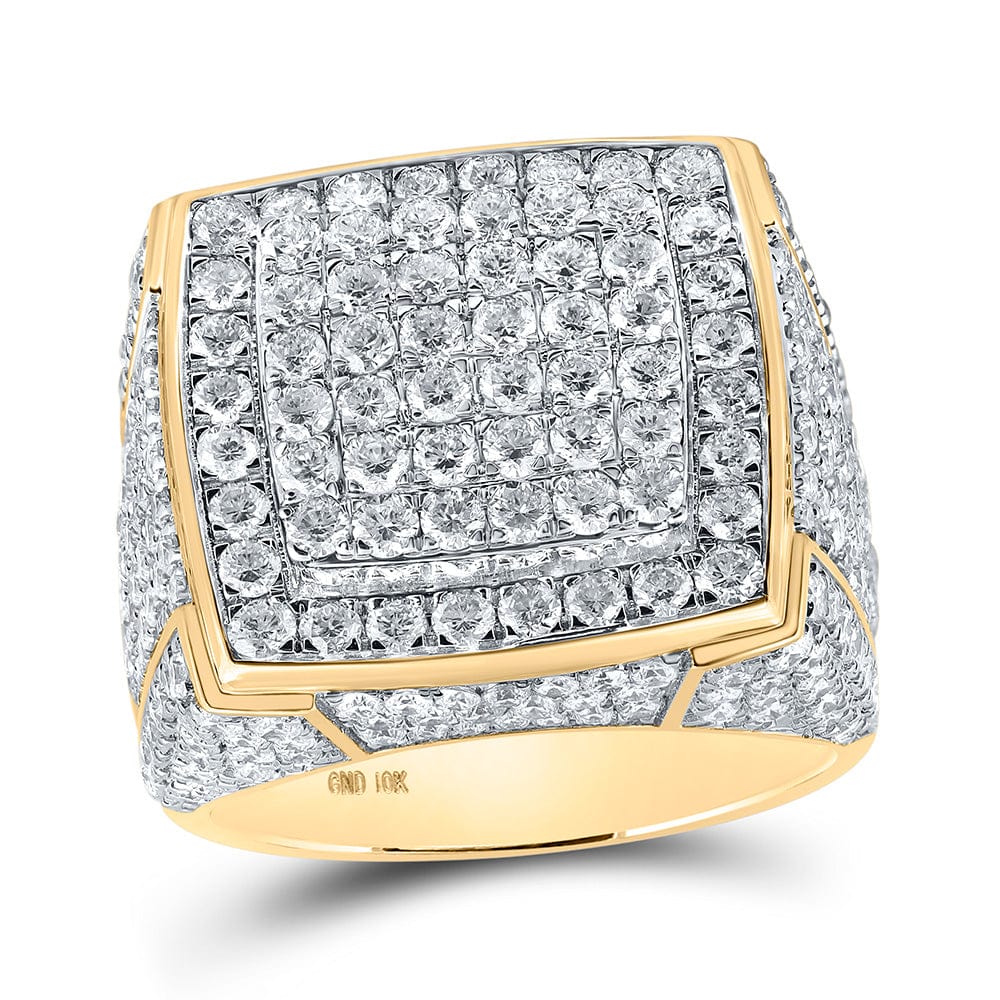 10kt Yellow Gold Mens Round Diamond Square Ring 4-7/8 Cttw